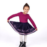 Danamade DNORA Girls Long-Sleeves Star Unicorn Dress – Berry and Navy Blue